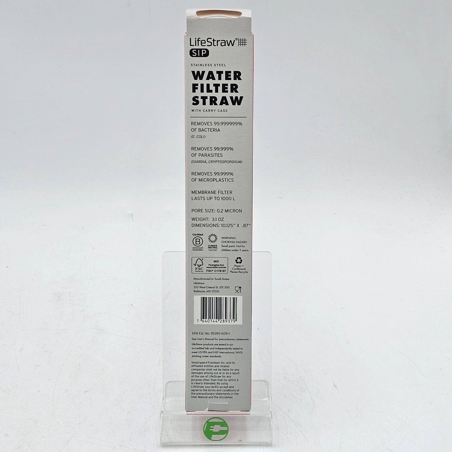 New LifeStraw Water Filter Straw Stainless Steel 95395-KOR-1 Pink