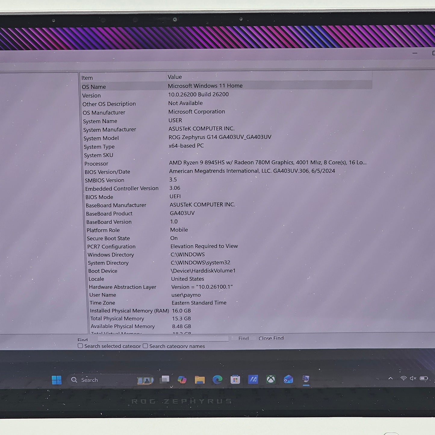 Asus ROG Zephyrus G14 GA403U 14" RYZEN 8945HS 4.0GHz 16GB RAM 1TB SSD RTX 4060