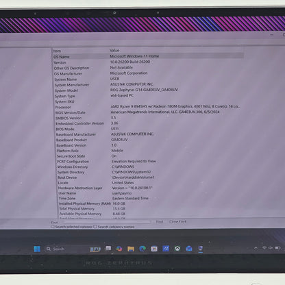 Asus ROG Zephyrus G14 GA403U 14" RYZEN 8945HS 4.0GHz 16GB RAM 1TB SSD RTX 4060