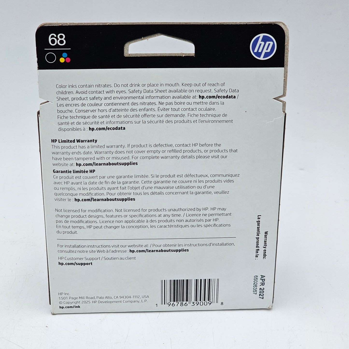 New HP 68 2-PACK Black/Tri-color  Ink Cartridge 6L6S2TN