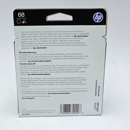 New HP 68 2-PACK Black/Tri-color  Ink Cartridge 6L6S2TN