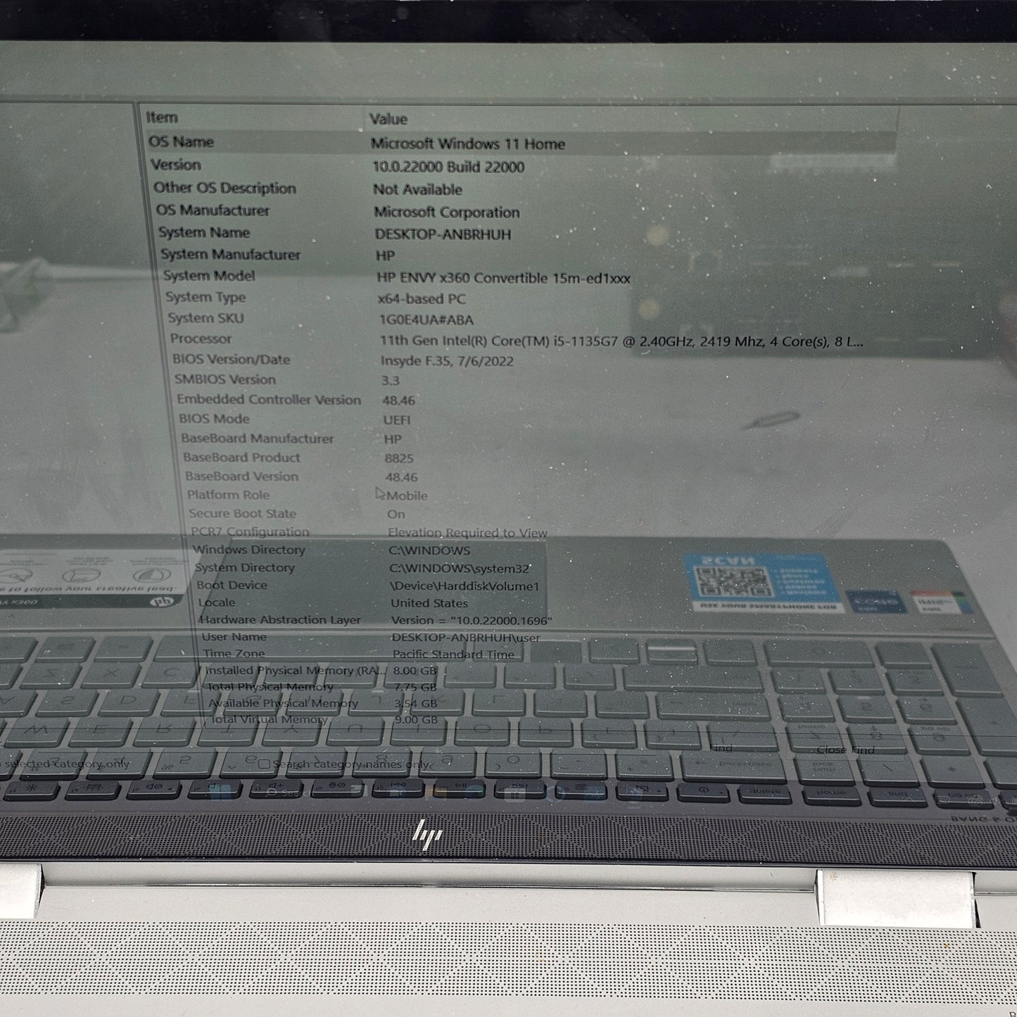 HP Envy x360 15M-ED1013DX 15.6" i5-1135G7 2.4GHz 8GB RAM 256GB SSD