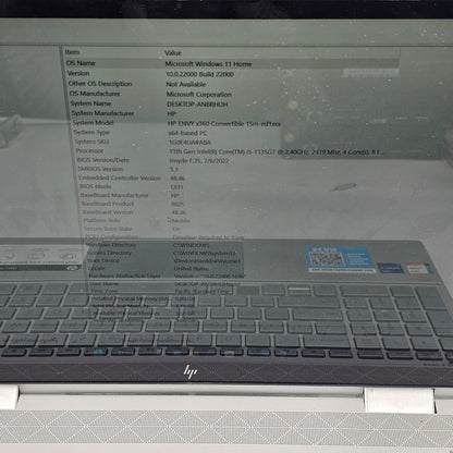 HP Envy x360 15M-ED1013DX 15.6" i5-1135G7 2.4GHz 8GB RAM 256GB SSD