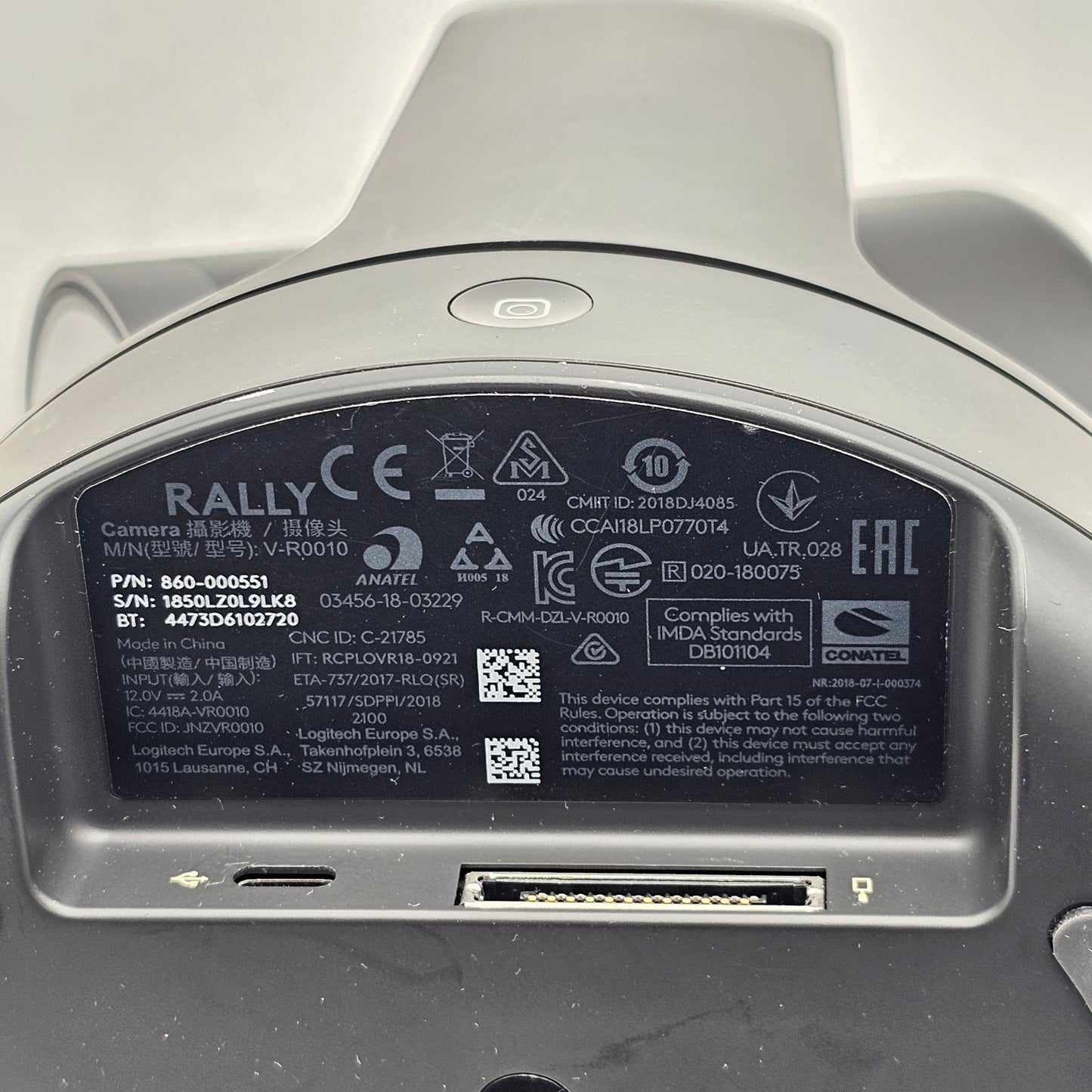 Logitech Rally  Video Conferencing Camera V-R0010