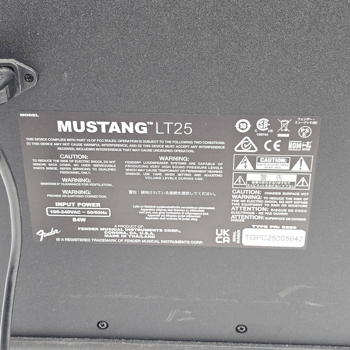 Fender Mustang LT25 25W 120V 1 Channel Sound Amplifier AMPG1US1BLK