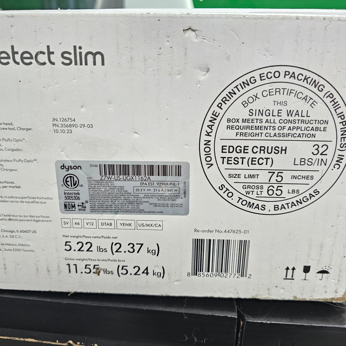 New Dyson Detect Slim Cordless Vacuum 447625-01 SV46 Yellow Nickel