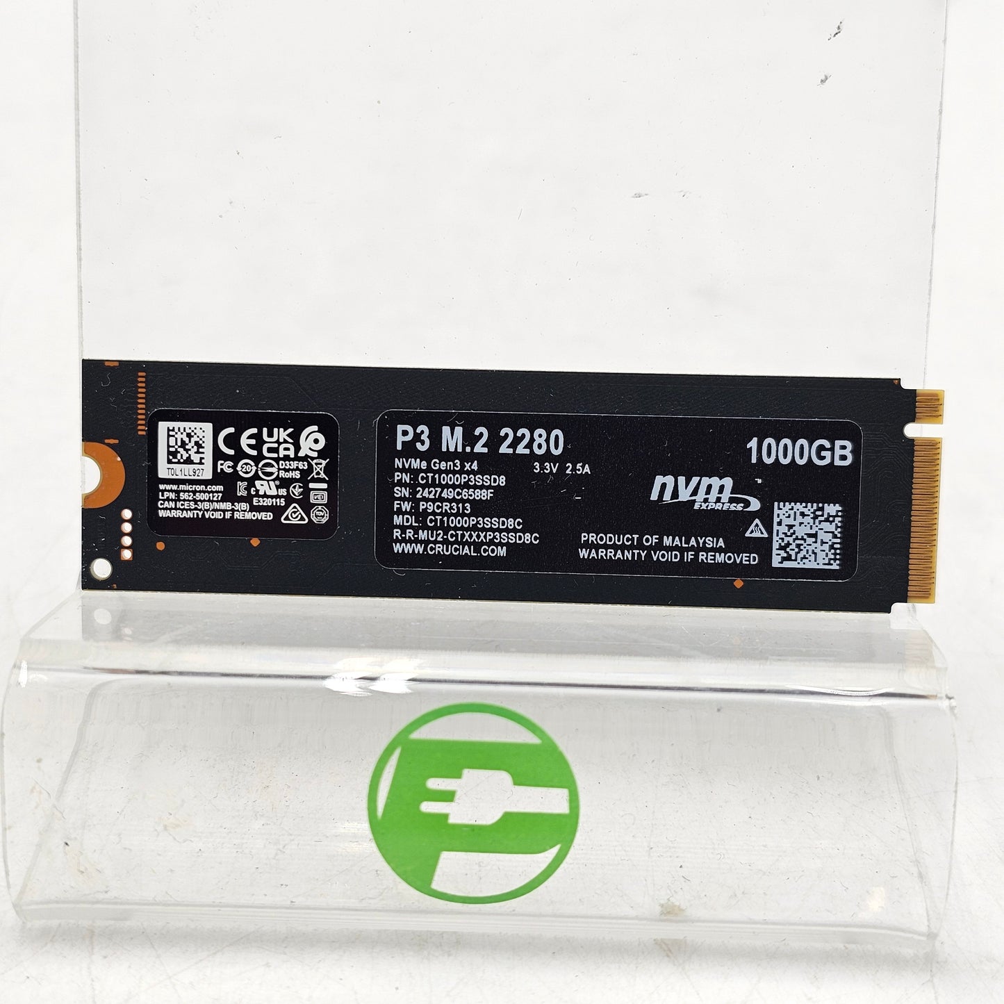 Crucial 2280mm P3 1TB M.2 NVMe Gen 3.0 x 4 SSD CT1000P3SSD8