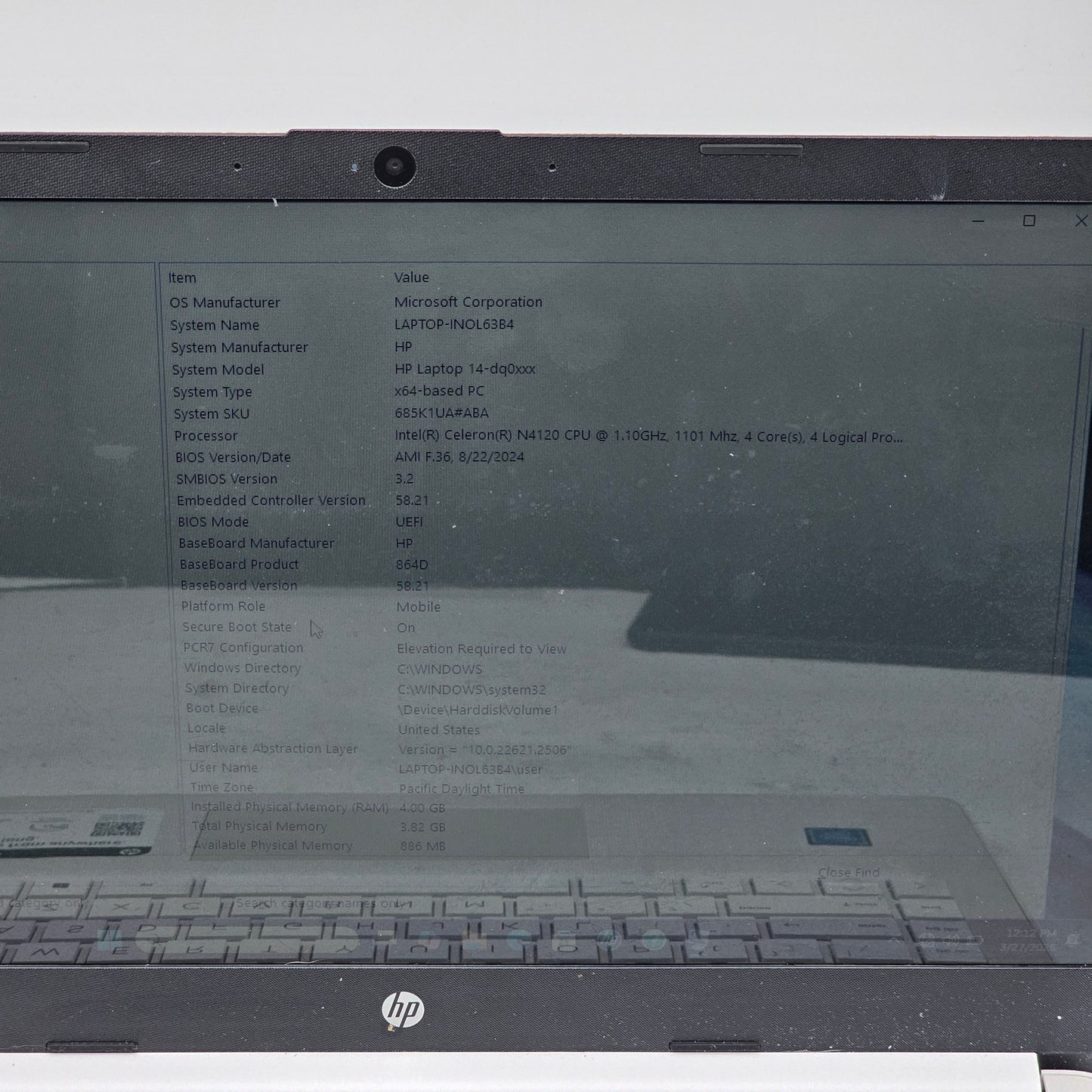 HP Stream 14-DQ0052DX 14" Celeron N4120 1.1GHz 4GB RAM 64GB