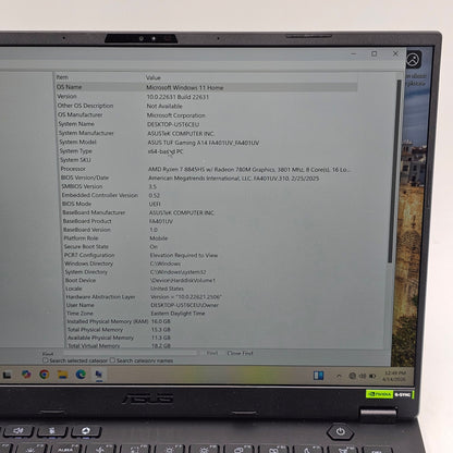 Asus TUF A15 FA401 15.6" Ryzen 7 8845HS 3.8GHz 16GB RAM 1TB SSD GeForce RTX 4060