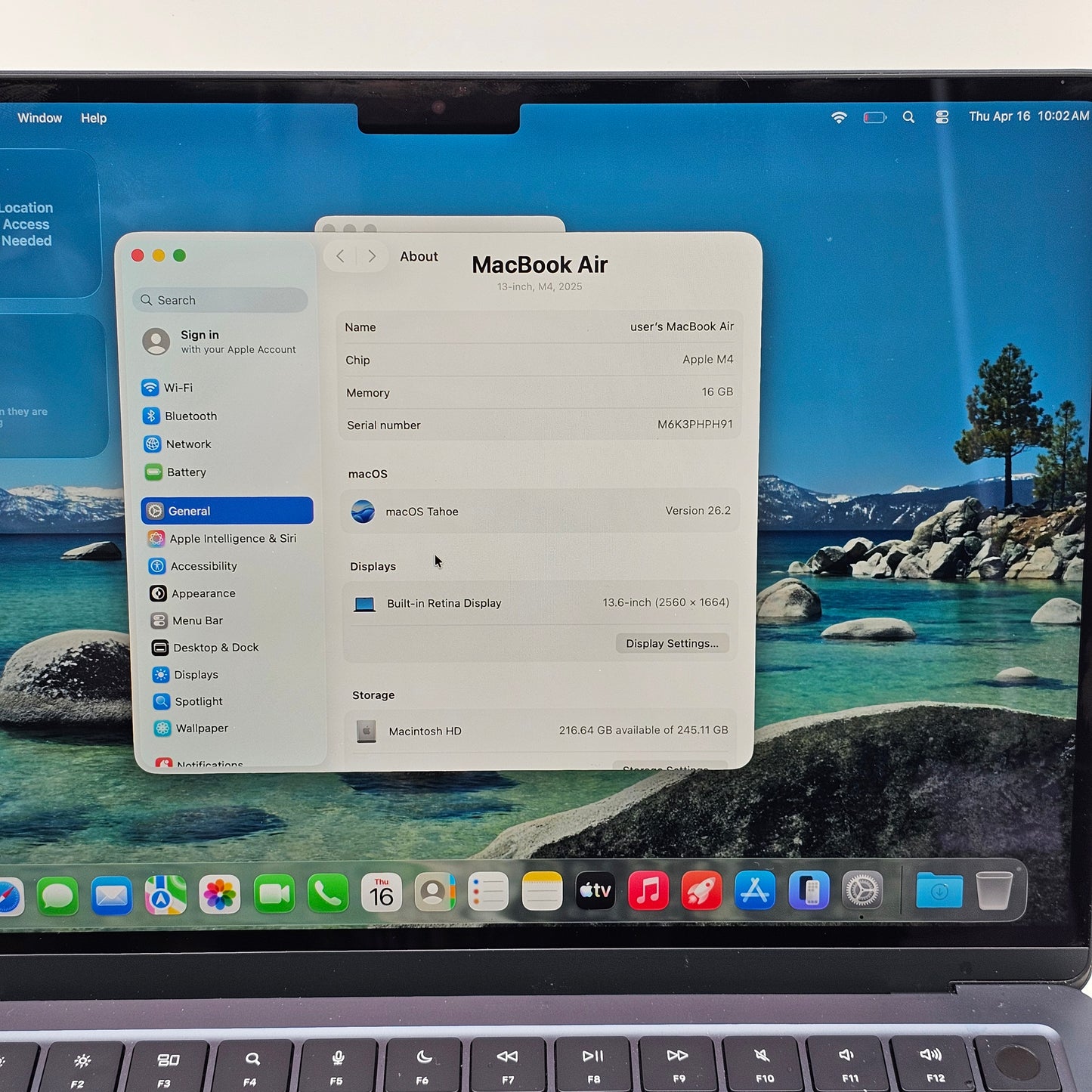 2025 Apple MacBook Air 13" M4 10C GPU 4.5GHz 16GB RAM 256GB SSD MW123LL/A