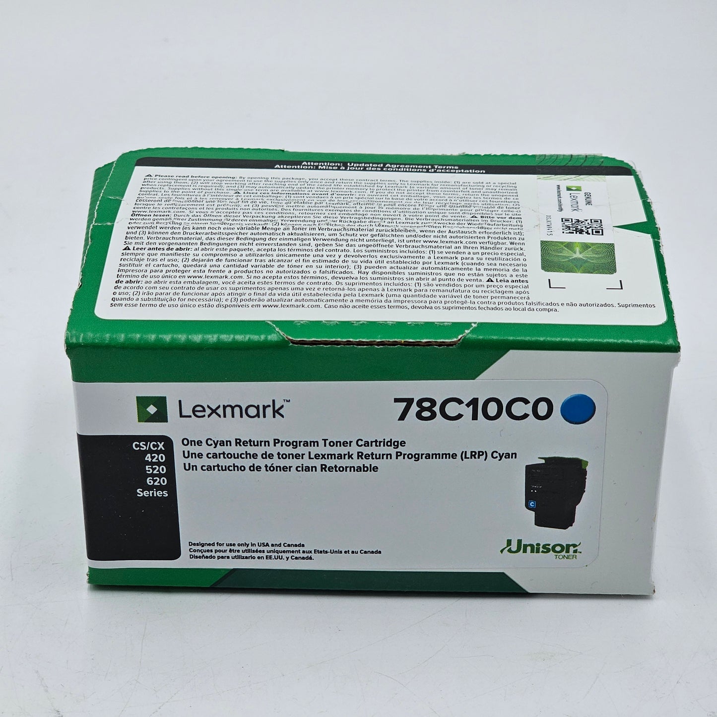 New Lexmark 78C10C0 Cyan Toner Cartridge