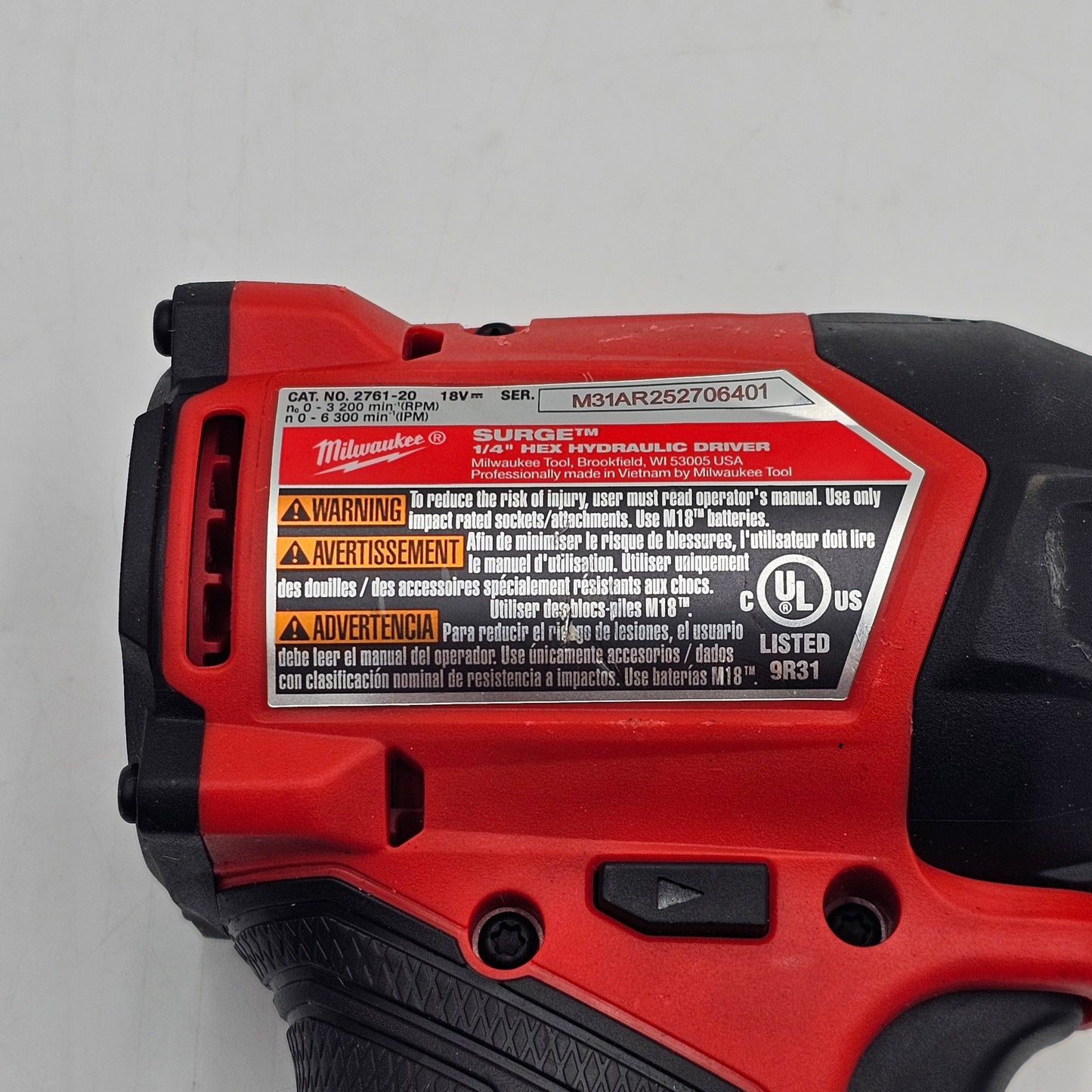Milwaukee 2761-20 M18 18V 1/4" Hex Impact Driver