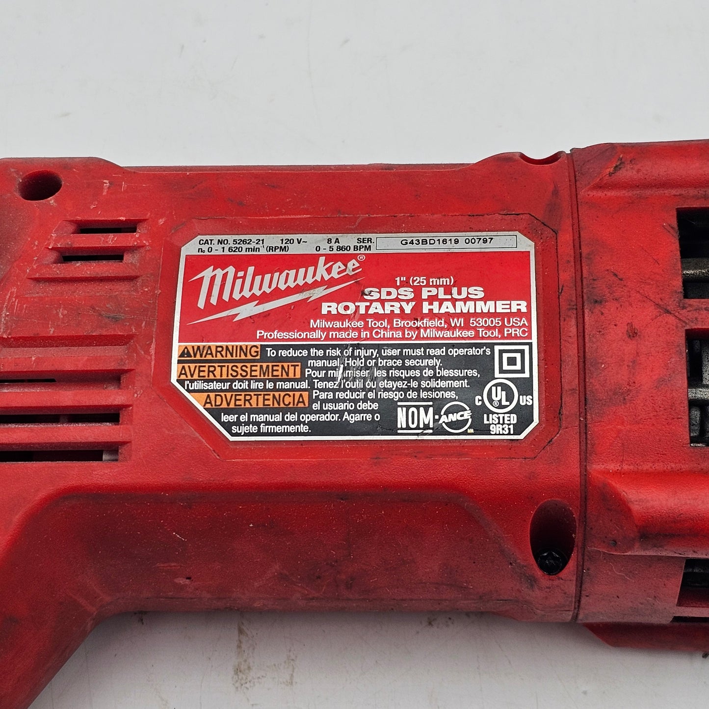 Milwaukee 5262-21 1" SDS Plus Rotary Hammer