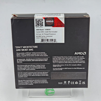 New AMD Ryzen 9 9950X 4.30GHz 16 Core 100-100001277WOF 32 Thread AM5