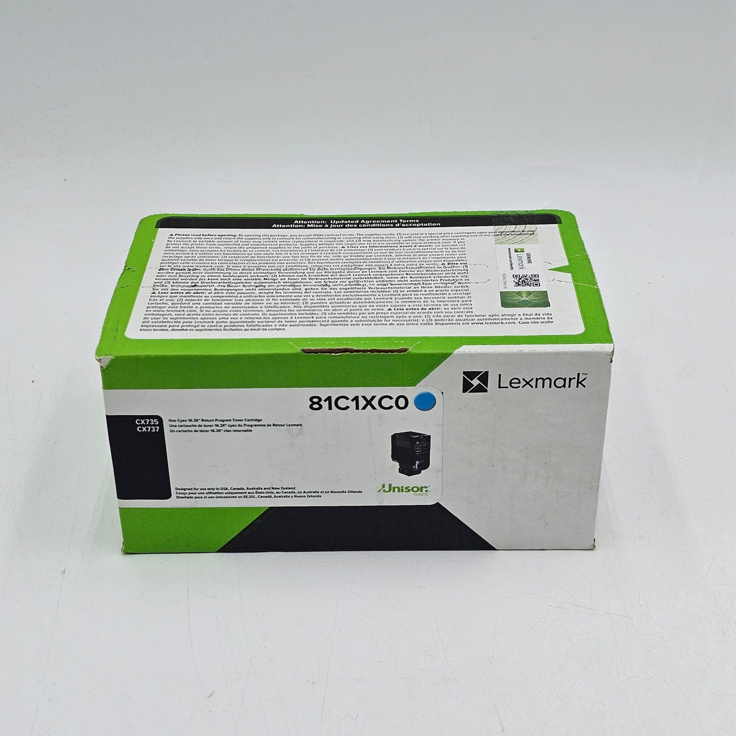 New Lexmark 81c1xk0 Cyan Toner Cartridge