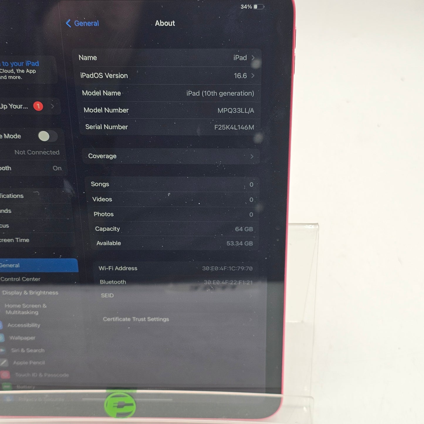 WiFi Only Apple iPad 10th Gen 64GB Pink MPQ33LL/A