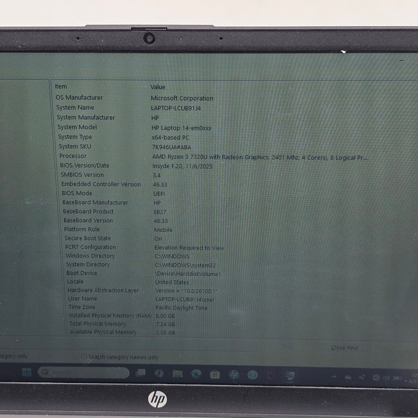 HP Laptop 14-EM0157NR 14" Ryzen 3 7320U 2.4GHz 8GB RAM 256GB SSD