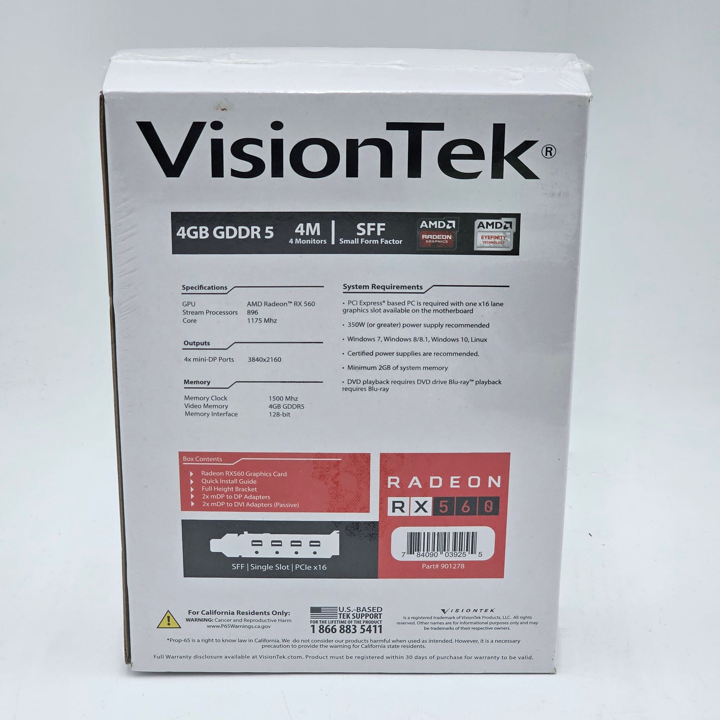 New Visiontek Radeon RX 560 4GB GDDR5 Graphics Card 901278