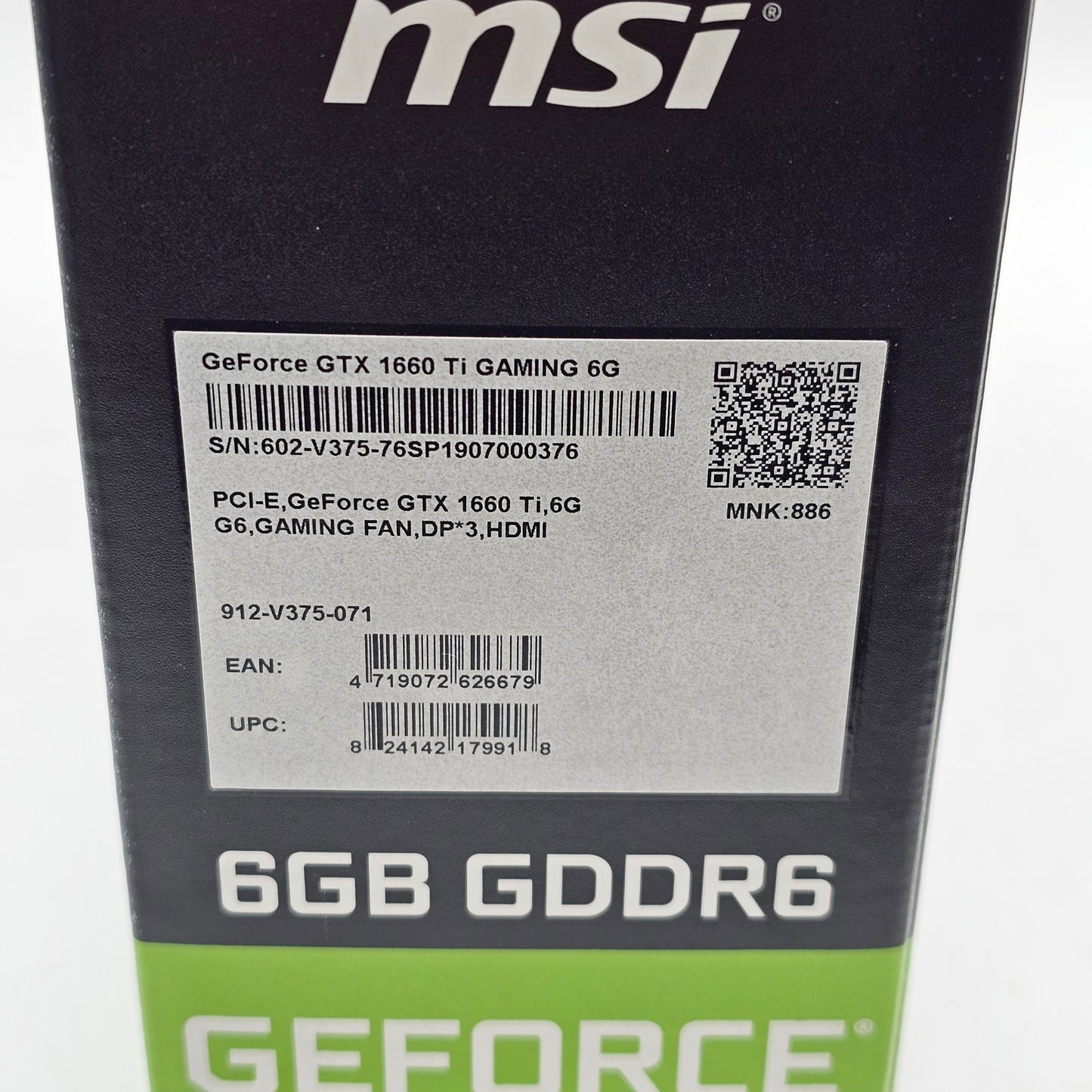 MSI GeForce GTX 1660 Ti 6GB GDDR6 Graphics Card 912-V375-071