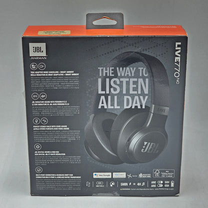 New JBL Live 770 NC Wireless On-Ear Bluetooth Headphones Black JBLLIVE77ONCBLKAM