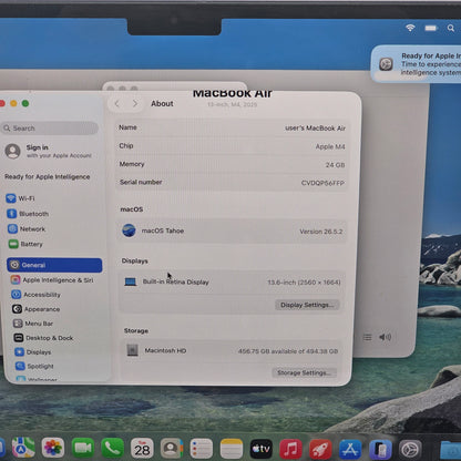 2025 Apple MacBook Air 13" M4 10C GPU 4.5GHz 24GB RAM 512GB SSD A3240