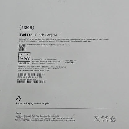 WiFi Only Apple iPad Pro 11" M5 512GB Space Black MDWM4LL/A