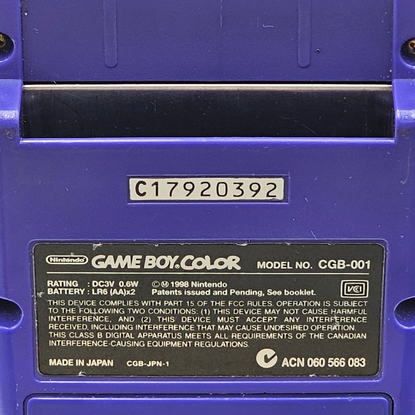 Nintendo Game Boy Color Handheld Game Console Only CGB-001 Grape