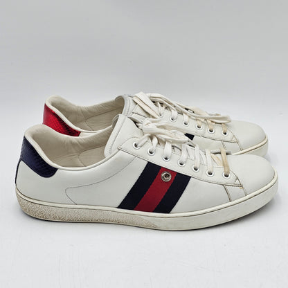 Gucci Ace Web UFO Dragon Sneaker Patch White Leather Python Sz 11