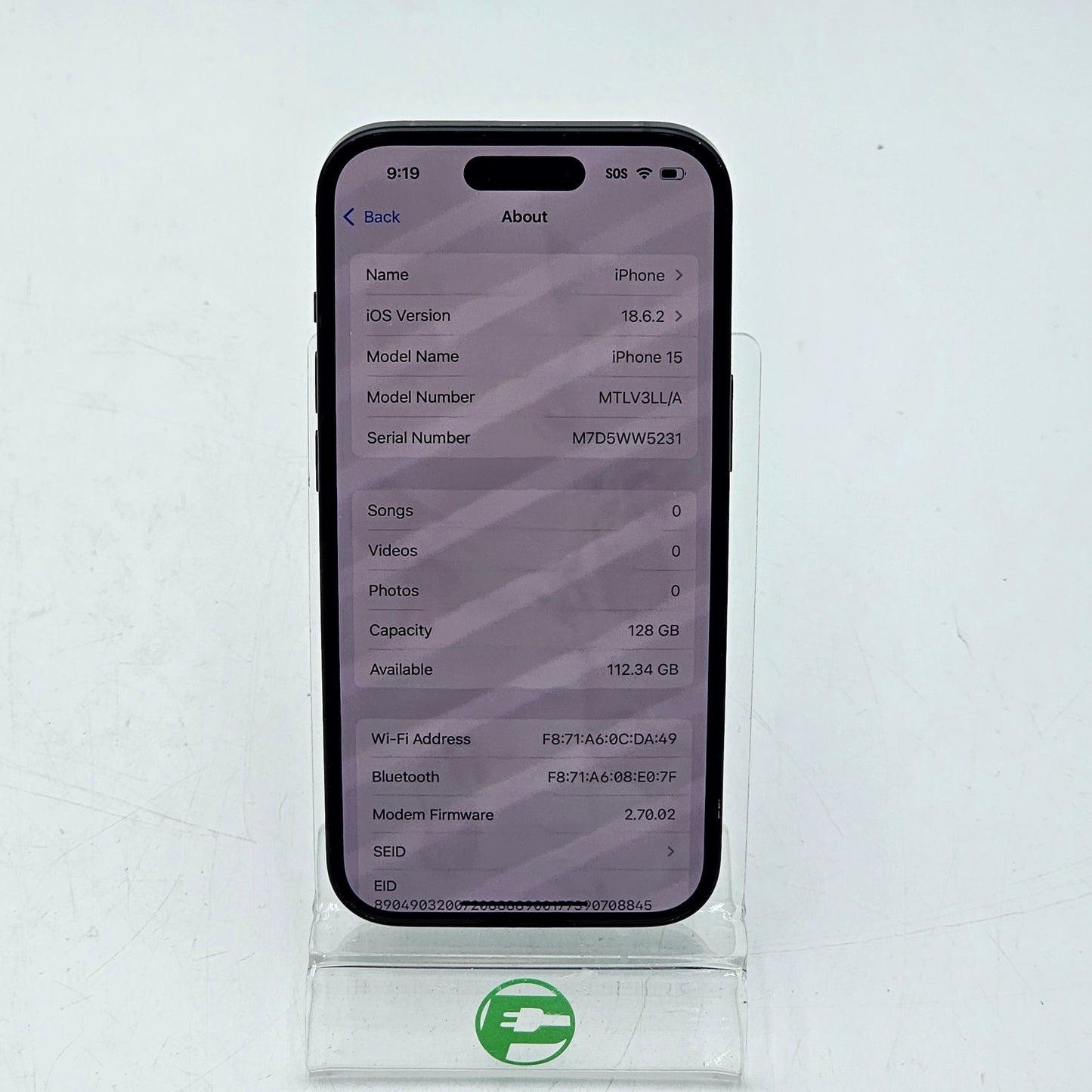 Factory Unlocked Apple iPhone 15 128GB Black MTLV3LL/A