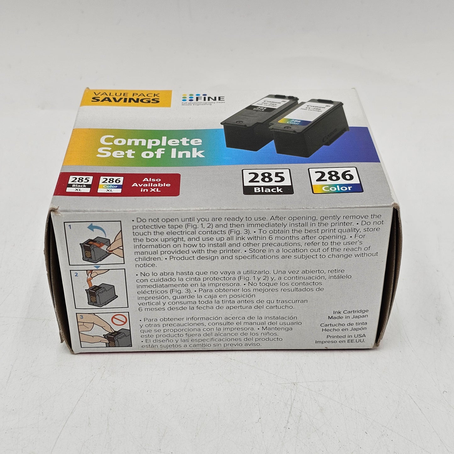 New Canon 285 286 Black/Tri-color  Complete Set of Ink