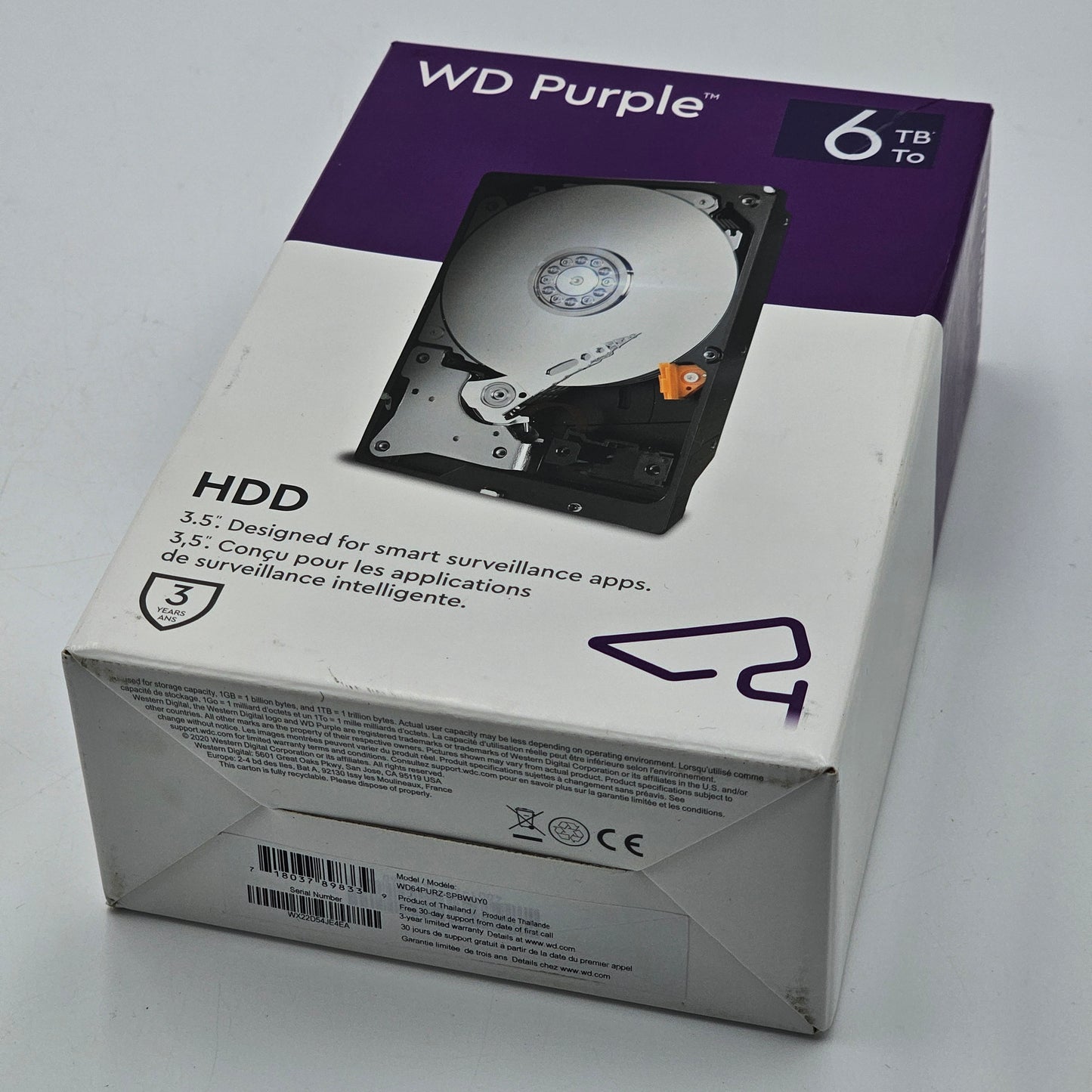 New Western Digital Surveillance Grade 3.5" 6TB HDD (Purple) WD64PURZ