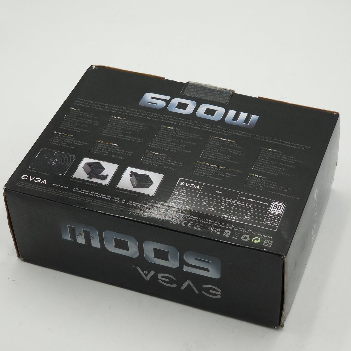 New EVGA  600W 80 Plus Certified Power Supply 100-W1-0600-K1