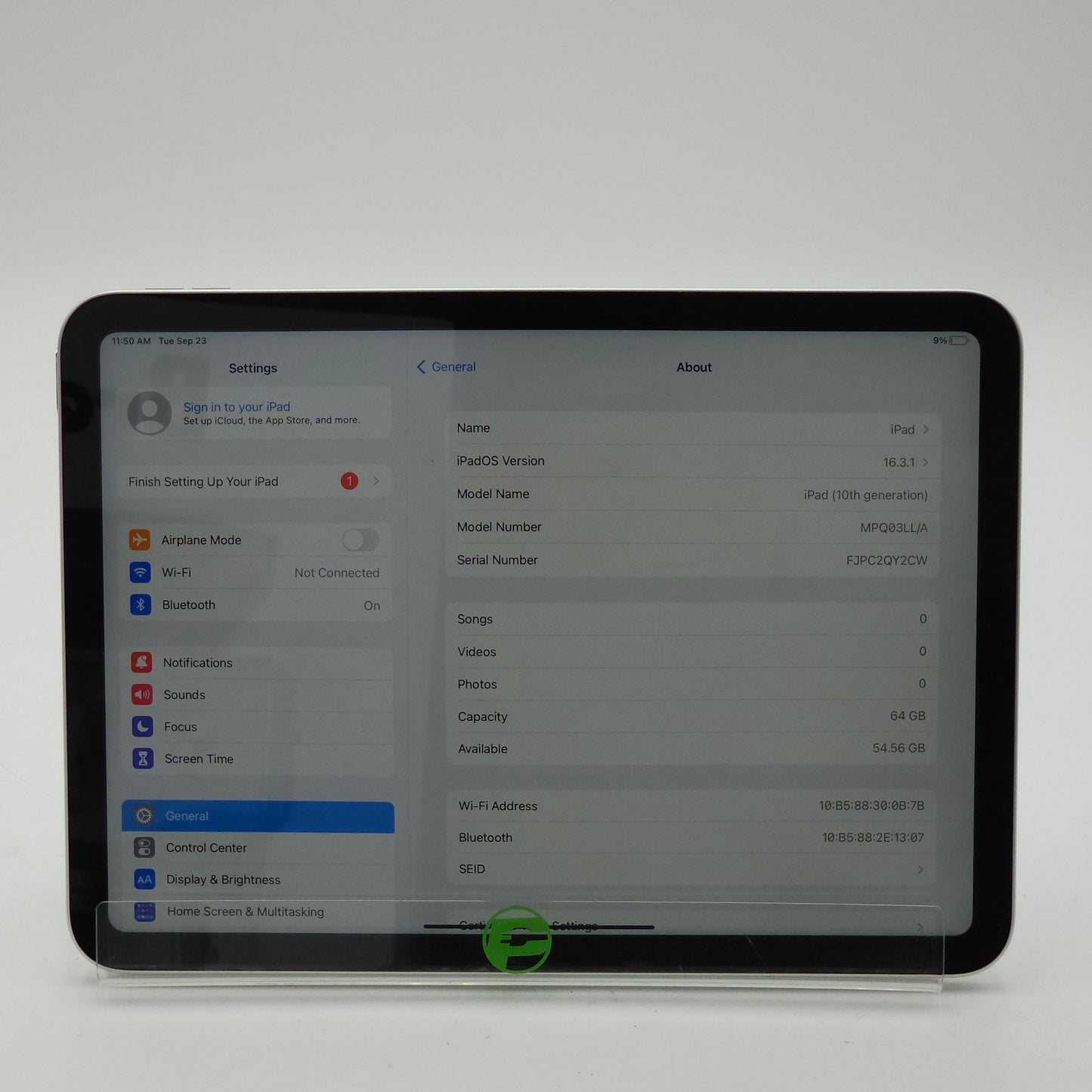 WiFi Only Apple iPad 10th Gen 64GB Silver MPQ03LL/A